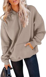 Sudadera Oversize Rosa de Cuello Alto para Mujer con Bolsillos, Hombros Caídos, Tejido de Algodón, Estilo Otoñal - Product Image 6