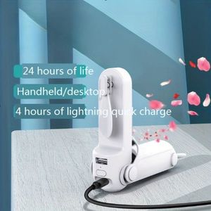 พัดลมพกพา 3-in-1 ขนาดเล็ก สีสุ่ม ใช้พอร์ต USB ชาร์จได้ มีไฟฉายอเนกประสงค์ พับเก็บได้ และสวมใส่ได้ 'Treasure' - Product Image 2