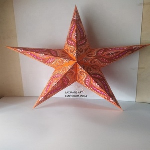 Lámparas de Papel con Diseño Paisley de Laxmans, Impresas con Serigrafía, en Forma de Estrella de 5 Puntas, 60 cm, para Navidad, Venta al Por Mayor desde India - Product Image 1