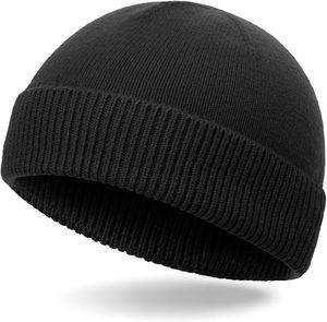 Unisex Wool Fisherman Beanie Hat, Short Cuffed Knit Skull <b>Cap</b> <b>for</b> <b>Men</b> Women, Warm Ribbed <b>Winter</b> Watch <b>Cap</b>, Casual Streetwear - Product Image 1