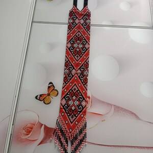 Bloque Rojo y Negro Único | Chunky | Étnico | Tribal | Collar de cuentas | Único | Collar de mujer africana con pendientes, para regalar - Product Image 3