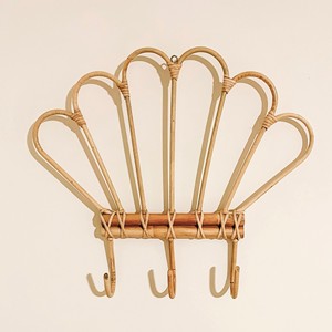 Seashell inspired rattan cane wall <b>hook</b> handmade <b>display</b> <b>hooks</b> retail store supplies wholesale - Product Image 2