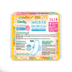 Sanita Soft & Fit Ultra Slim 0.1cm, Toalla Sanitaria con Alas de 24.5cm para Uso Diurno, Alta Absorbencia, 4 Unidades - Product Image 2