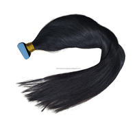 Extensiones de Cabello Humano Natural Virgen Remy de Indonesia, con Cinta Adhesiva, Liso, Negro, de Primera Calidad, Sin Enredos, 100g, Disponible en Todos los Colores