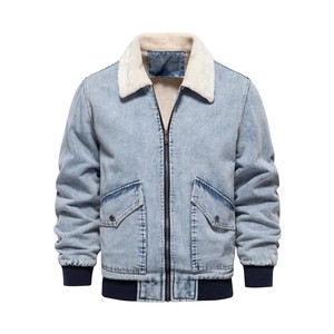 Chaqueta de Mezclilla Azul para Hombre, Mezclilla de Algodón Grueso, Logotipo Personalizado, Marca Privada para Tiendas de Ropa Casual - Product Image 1