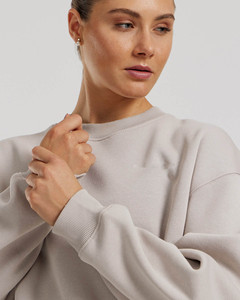 Wholesale Cropped Crew Neck Women's Sweatshirt Drop Shoulder Ribbed Cuffs & Hem Custom Logo Women's <b>Workout</b> <b>Hoodies</b> & Sweatshirt - Product Image 4