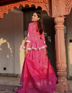 Conjunto KV Pink Leheriya Lehenga Dupatta (Conjunto de 3 piezas) - Product Image 3