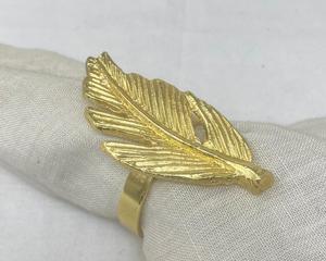 Tree Leaf Style Luxury Gold Aluminum Semi-<b>Circle</b> Napkin <b>Rings</b> 4.5cm Width Set Stocked Wholesale Wedding Decorative Metal Table - Product Image 1