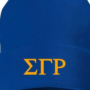 Bonnet tricoté Sigma Gamma Rho bleu roi pour femme, brodé, chaud, à revers, personnalisé, pour sororité universitaire grecque - Product Image 5