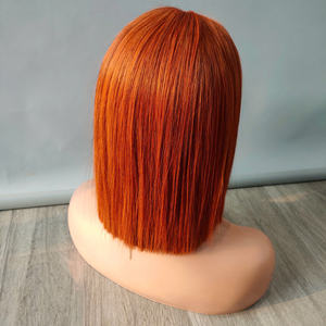 Human <b>Hair</b> Wig Orange <b>Color</b> With Closure 100% Vietnamese Bone Straight Quality Super Human <b>Hair</b> High Quality - Product Image 3