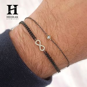 Modern Infinity Charm Bracelet Men's/Unisex Black <b>Chain</b> Bracelet with Gold Infinity Symbol <b>Iced</b> <b>Out</b> CZ Diamond Infinity Jewelry - Product Image 6