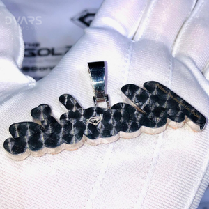 Pendentif personnalisé en moissanite VVS avec lettre cursive, en argent sterling 925, initiale, bijou de luxe certifié GCI IDGL, serti griffe - Product Image 6