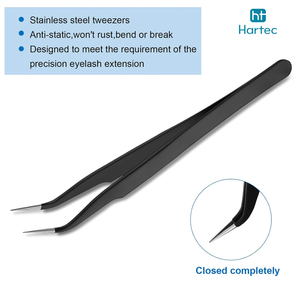 Ergonomic Lightweight Wholesale Rate Custom Branding Black Color Eyelash Tweezers Durable Anti-Static Beauty Tools For Salon - Product Image 2