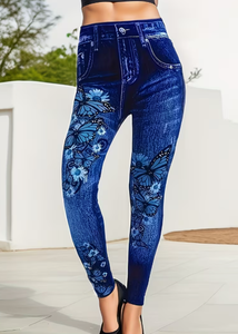 Pantalones de Moda para Mujer TRIBON SPORTS, Leggings de Mezclilla de Cintura Alta, Sólidos, de Corte Regular, Lavado Medio, Jeans Casuales de Verano - Product Image 6