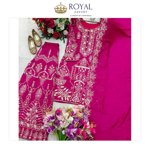 Colección de Diseñador de Ropa India de Alta Calidad, Traje Sharara de Seda Vichitra Pura con Bordado de Lentejuelas - Product Image 5