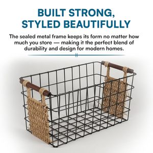Handwoven Seagrass <b>Basket</b> with Handles Natural Storage <b>Basket</b> for Home Decor Laundry Toys Organizing - Product Image 3