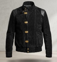 Blouson Bomber matelassé en daim de mouton véritable pour homme, coupe-vent, avec panneaux aux épaules, style motard, personnalisable, haute qualité, collection printemps