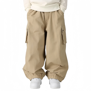 Pantalon cargo ample pour homme, décontracté, avec poches latérales, taille élastique et chevilles ajustables - Product Image 1