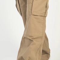 Celana Cargo Pria Warna Cokelat Model Lurus Bahan Kanvas Sedang Gaya Workwear Banyak Kantong Kancing Depan Cocok untuk Musim Gugur