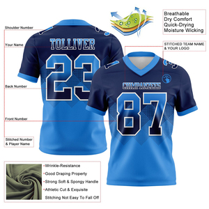 Camiseta de Fútbol Personalizada, Color Azul Polvo y Blanco, Malla Auténtica con Diseño de Bandera Cuadrada en Degradado, Ropa Deportiva Transpirable de Alta Calidad - Product Image 2