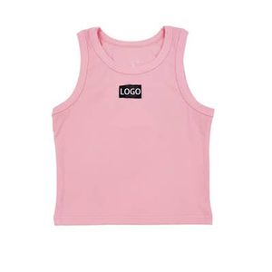 Débardeur court côtelé personnalisé pour femme, sans manches, en coton extensible, décontracté, basique, pour l'été, fitness, col rond - Product Image 4