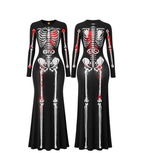 Combinaison de cosplay pour femmes adultes, imprimé squelette amusant pour Halloween, en polyester, inspirée de films et de séries télévisées, vente en gros - Product Image 1