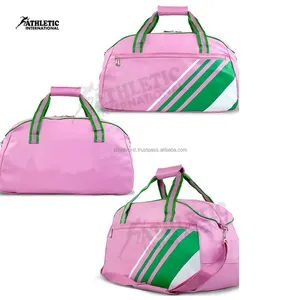 合成革联谊会行李袋定制设计粉色和绿色行李袋
