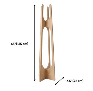 Porte-manteau moderne en bois sur pied pour entrée, rangement minimaliste, meuble de salon, 2 crochets, structure stable - Product Image 6