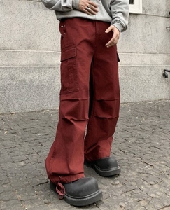 Pantalon cargo évasé décontracté vintage 2025 pour homme, avec fermeture éclair, démontable, à boutons, en laine peignée, service OEM - Product Image 6