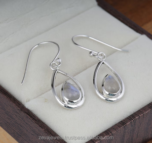 Pendientes colgantes de piedra lunar arcoíris Natural, Plata de Ley 925, joyería elegante Bohemia ligera, diseño colgante, pendientes para mujer - Product Image 5