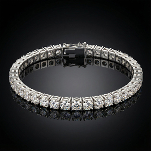 Pulsera de tenis para hombre chapada en oro con cadena cubana estilo hip hop y diamantes cultivados en laboratorio con pavé completo - Product Image 2