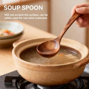 Cuchara de madera para sopa de 10.63 pulgadas, cuchara de madera para cocinar, cuchara de madera para servir, cuchara de madera de mango largo para sopa - Product Image 4