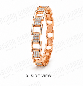 Premium <b>Mens</b> Diamond Link Bracelet Solid Rose Gold Geometric Precision Set High Polish Luxury Masculine Fine Jewelry Gift - Product Image 4