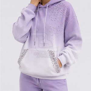 Prix raisonnable, service OEM, sweats à capuche en strass pour femmes, style unique, respirants, sweats à capuche en strass pour femmes - Product Image 2