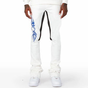 <b>White</b> Solid Winter Plus Size Mens Streetwear Two Piece Hooded Sweatshirt Jogger Pants Casual Training Set - Product Image 5