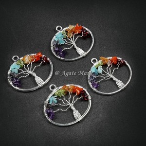 Pendentif rectangulaire en agate sculptée «arbre de vie» Style Feng Shui pour la décoration intérieure avec gravure d'amour - Product Image 2