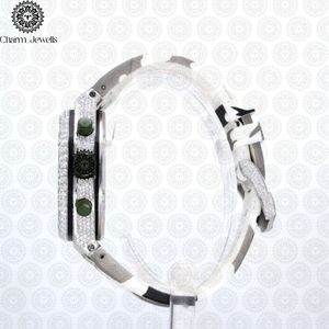 Charm_Jewells Luxury Stainless Steel <b>Watch</b> 43mm Round <b>Diamond</b> Encrusted Sapphire Crystal Analog Dial Chronograph Men's Quartz - Product Image 3