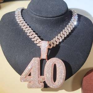 Declaración 40 colgante collar celebrar la vida personalizado Iced VVS laboratorio crecido diamante 925 Plata enlace cubano Hip Hop joyería - Product Image 1