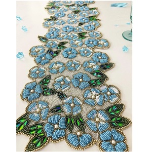 Luxury Decorative Hand Embroidered Beads Flower And Leaf Design <b>Beaded</b> Table Runner Buy Direct From Supplier At Bulk - Product Image 1