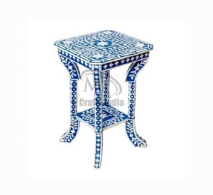 Incrustaciones de hueso de diseño moderno de alta calidad con taburete de resina, taburetes para el hogar de Color azul y blanco, otomanos para uso en la sala de estar - Product Image 5