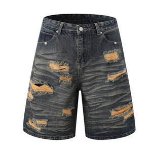 Pantalones Cortos Rotos para Hombre al por Mayor, Cintura Elástica Alta, Estilo Casual, 100% Algodón Tejido, Secado Rápido, 180g, Demin 2026 - Product Image 5