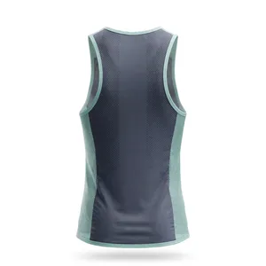 AMKOOR ENTERPRISES Débardeur de compression respirant pour homme - Gris ardoise et vert menthe en polyester/coton, gilet de sport en maille - Product Image 2
