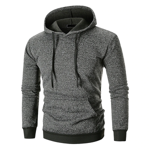 Sweat-shirt à capuche pour homme, couleur unie, tricoté, manches longues, vêtements d'automne - Product Image 3