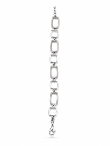 ELVORA GEMS Pulsera de Eslabones Geométricos de Acero Inoxidable Plateado con Cristales de Estrás Engastados, Joyería Clásica para Mujer - Product Image 2