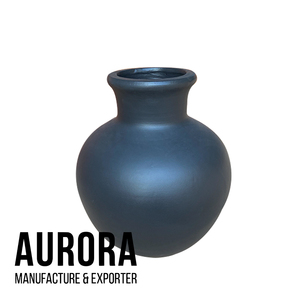 Vases AURORA POTS, style moderne minimaliste, en terre cuite, pour table, forme ronde, noir mat, faits à la main, écologiques, largeur 8-12 pouces - Product Image 3