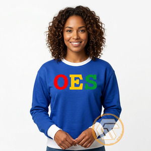 เสื้อสเวตเชิ้ตผู้หญิงสีน้ำเงิน OES ปักลายป้องกันรอยยับ แบรนด์ Greek Treasures คอกลม ทรงปกติ ผ้าฝ้ายถัก - Product Image 1