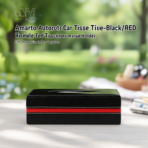 Amato Automotive – Distributeur de mouchoirs pour voiture – Noir/Rouge – Organisateur de rouleaux de mouchoirs pour voiture - Product Image 3