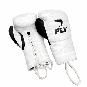 Fly Custom Brand Boxing <b>Gloves</b> White Leather Lace-up Unisex Adults Training Equipment Genuine Cowhide Leather Fly Boxing <b>Gloves</b> - Product Image 2