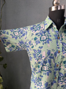 Camisa Casual de Manga Corta con Estampado Floral para Hombre, Cuello Camisero, Transpirable, de Algodón, Estilo Veraniego - Product Image 5