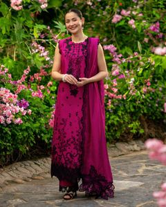 Indian Boutique Roman <b>silk</b> With Multi Thread Sequence work Salwar Kameez Bridal Wedding Festive Ethnic Indian Pakistani Outfit - Product Image 2